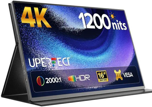 Main image of UPERFECT Portable Monitor 4K 16" | 1200 Nits Laptop Monitor | 3840 * 2400 UHD | 1MS FreeSync 2000:1 Contrast | USB-C & HDMI | VESA & Smart Case | Travel Screen for Computer, Mini PC, Game Consoles