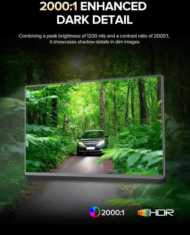 Alt view image 4 of 5 - UPERFECT Portable Monitor 4K 16" | 1200 Nits Laptop Monitor | 3840 * 2400 UHD | 1MS FreeSync 2000:1 Contrast | USB-C & HDMI | VESA & Smart Case | Travel Screen for Computer, Mini PC, Game Consoles