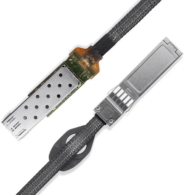 Alt view image 4 of 5 - 10Gtek 25G SFP28 to SFP28 Extender Cage with EEPROM on Cage Side, 3M Flat Cable in Nylon Jacket, 30AWG, 20cm