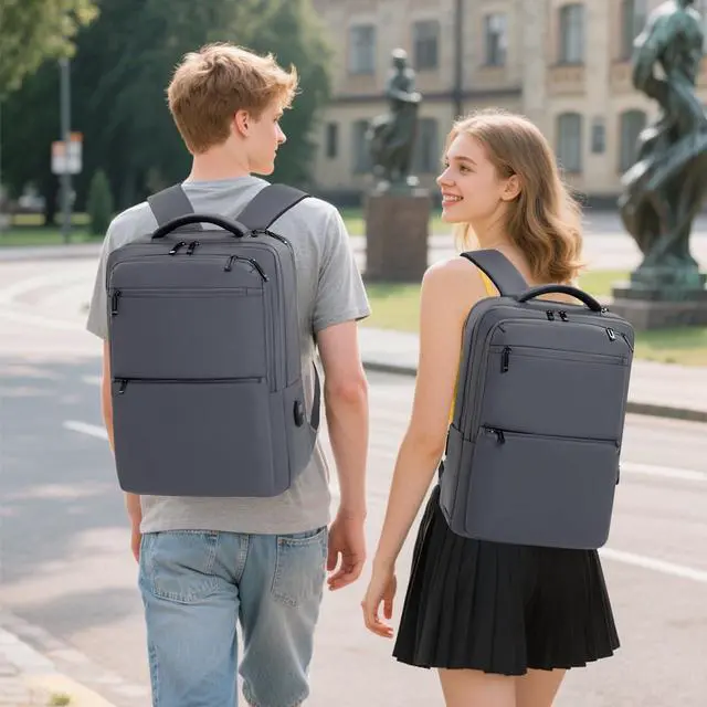 Alt view image 2 of 5 - JOLLiWAVE Waterproof Laptop Backpack for Men & Women, Flight Approved Anti-Theft Daypack with 16-inch Laptop Sleeve (Grey)