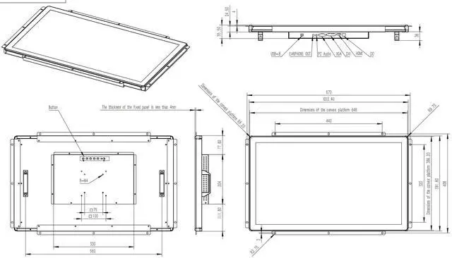 Alt view image 3 of 5 - RIUIIN 27 Inch Open Frame Capacitive Touchscreen Monitor,1920x1080 Resolution 16:9 Aspect Ratio Waterproof,VESA+Panel Mount, for Kiosk, Automation, POSVendingHMI and Digital Signage 7x24h Work