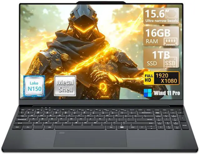 Main image of 2025 Gaming Laptop, 15.6 Inch Laptop Computer with N150 Processor(up to 3.6GHz), 16GB RAM 1TB SSD,Backlit Keyboard, FHD 1920 * 1080,WiFi 5,BT 4.2,Fingerprint Unlocking,Win 11 Pro,laptops for Gaming