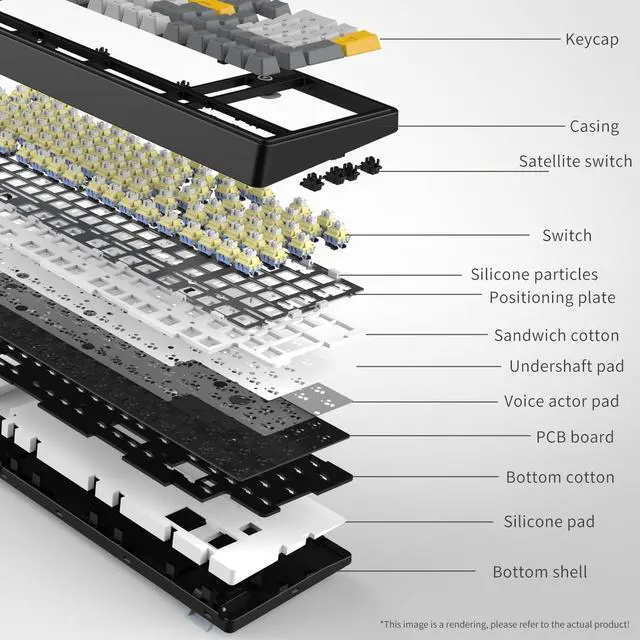 Alt view image 5 of 5 - FIRSTBLOOD ONLY GAME. AK980 101-Key Hot-Swappable Mechanical Keyboard, Gasket Mount RGB Backlit, Programmable Macro, Full N-Key Rollover, with Dreamscape Linear Switches (Starfall Gray)