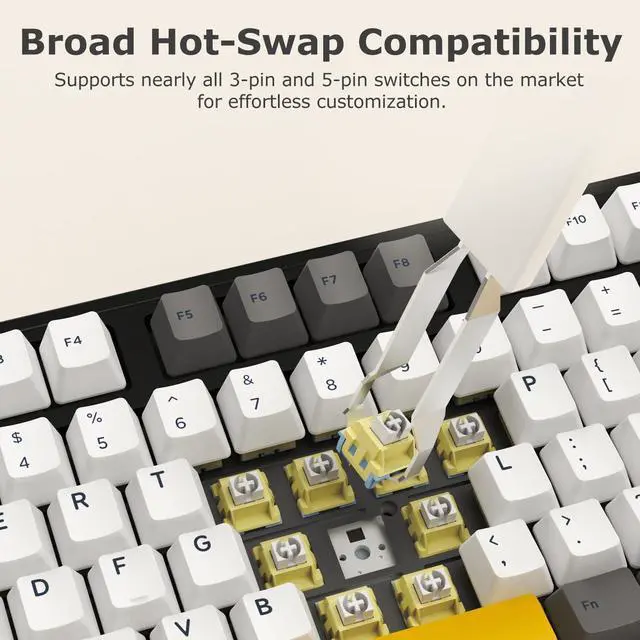 Alt view image 4 of 5 - FIRSTBLOOD ONLY GAME. AK980 101-Key Hot-Swappable Mechanical Keyboard, Gasket Mount RGB Backlit, Programmable Macro, Full N-Key Rollover, with Dreamscape Linear Switches (Starfall Gray)