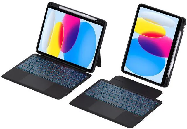 Main image of VOWUBO Detachable Keyboard Case for iPad 10th Gen & 11th Gen (A16, 2025), Magnetic, Slim Cover with Multi-Touch Trackpad, Detachable Backlit Keyboard with Kickstand Lightweight, Black