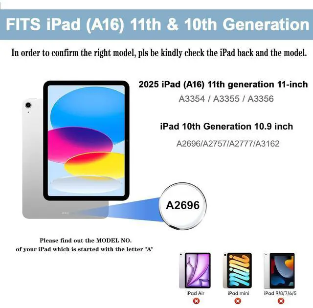 Alt view image 2 of 5 - VOWUBO Detachable Keyboard Case for iPad 10th Gen & 11th Gen (A16, 2025), Magnetic, Slim Cover with Multi-Touch Trackpad, Detachable Backlit Keyboard with Kickstand Lightweight, Black