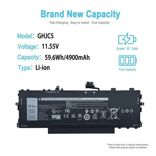Alt view image 2 of 5 - TAICROWNE 59.6Wh GHJC5 Replacement Laptop Battery for Dell Latitude 9420 9420 2-in-1 Latitude 9430 9430 2-in-1 Series 4900mAh 11.55V