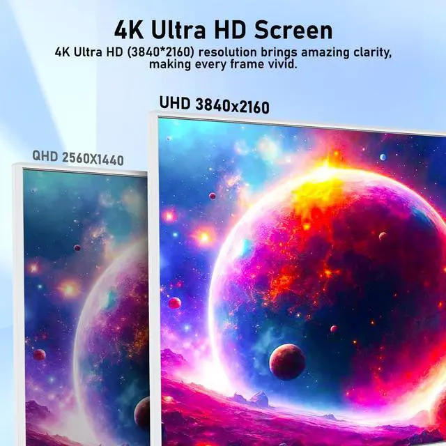 Alt view image 2 of 5 - FYHXele 27 inch 4K Gaming Monitor, UHD 3840x2160 Fast IPS Panel Computer PC Monitor, 120Hz, 100% sRGB, FreeSync & G-Sync, HDR 400 Support, HDMI 2.1 & DP 1.4, VESA Mountable-White