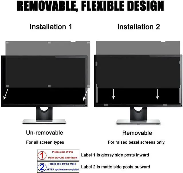 Alt view image 3 of 5 - TYLGDSGS 27.5 Inch Privacy Screen for Monitor,Anti-Glare Blue Light & Privacy Filters,Removable Anti-Spy Data Security Private Shield,Removable and Easy to Install,16:10 Widescreen Monitor(610X340mm)