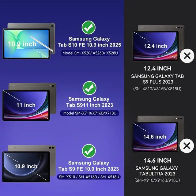 Alt view image 2 of 5 - MARIWIVI Case for Samsung Galaxy Tab S10 FE/ S9 FE 5G 10.9 Inch/Galaxy Tab S9 11 inch 2023, Shockproof Protective Case for Samsung Tab S9/S9 FE with S Pen Holder/Kickstand(Red+Black)