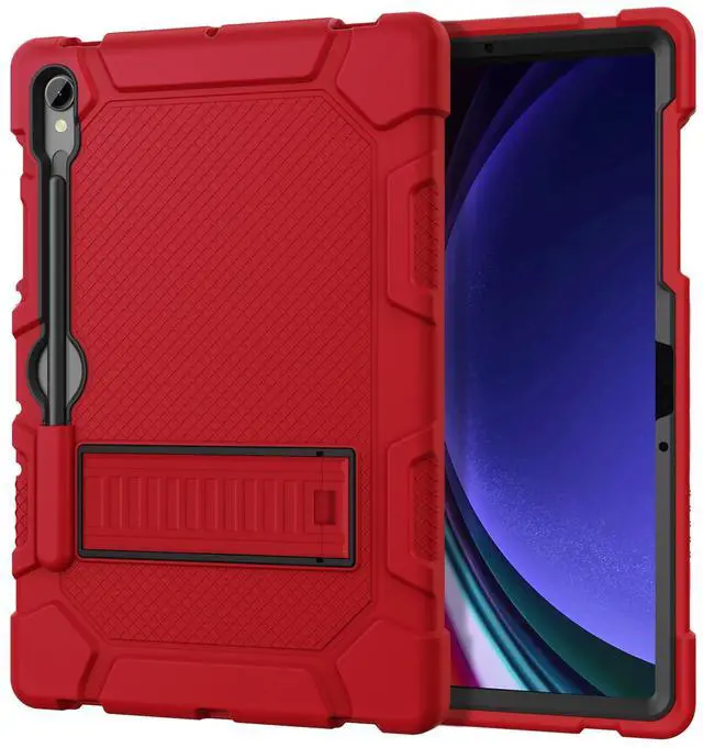 Main image of MARIWIVI Case for Samsung Galaxy Tab S10 FE/ S9 FE 5G 10.9 Inch/Galaxy Tab S9 11 inch 2023, Shockproof Protective Case for Samsung Tab S9/S9 FE with S Pen Holder/Kickstand(Red+Black)