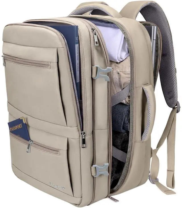 Main image of BALEINE Travel Backpack for Women Men, Large Sturdy Carry On Laptop Backpack Gifts for Business, Casual, Weekender, Hiking (XL, Khaki)