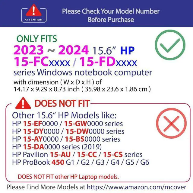 Alt view image 3 of 5 - mCover Case Compatible ONLY for 2023-2024 15.6-inch HP Laptop 15-FCxxxx / 15-FDxxxx Series Windows Notebook PC (NOT Fitting Any Other HP Laptop Models) - Blue