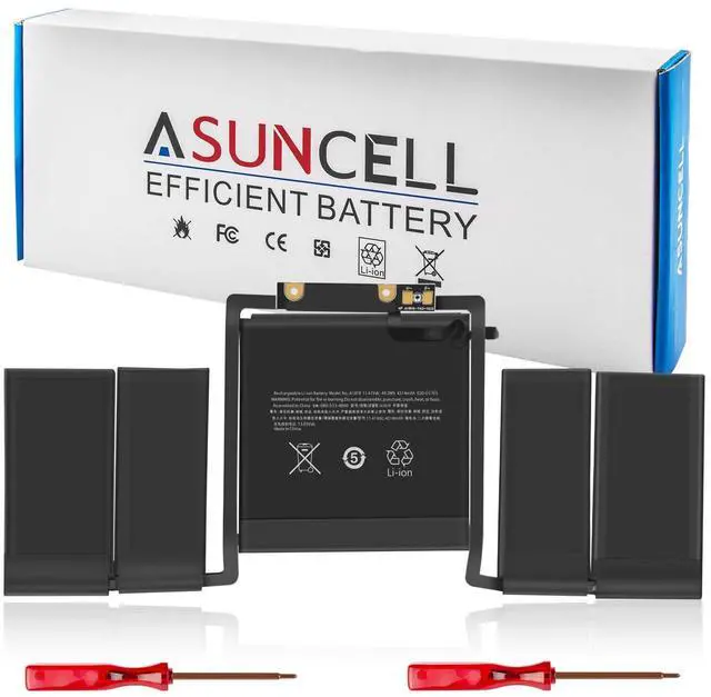 Main image of ASUNCELL A1706 A1819 Laptop Battery Replacement for MacBook Pro 13 inch Touch Bar Late 2016 Mid 2017 EMC 3071 3163 MLH12LL/A MPXV2LL/A MLVP2LL/A MNQF2LL/A MNQG2LL/A 11.41V 4314mAh/49.2Wh