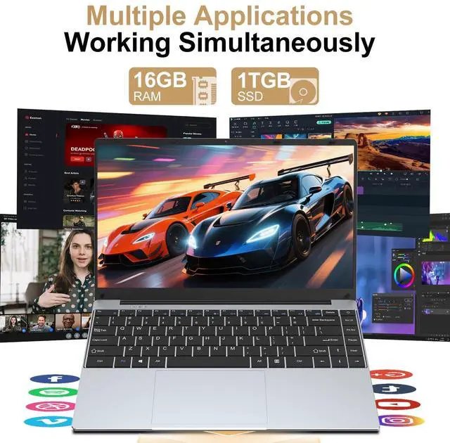 Alt view image 2 of 5 - MITUNTUN 14 Inch Gaming Laptop Computer, 2025 Win 11 Pro Lap Top 16GB DDR4 RAM 1TB SSD, Processor N5095(4C/4T,up to 2.9GHz), 1900 * 1080p FHD IPS Display, Office 365, WiFi5+BT4.2, Portatil