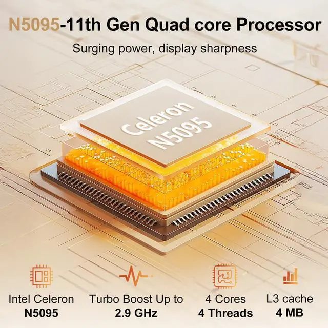 Alt view image 3 of 5 - MITUNTUN 14 Inch Gaming Laptop Computer, 2025 Win 11 Pro Lap Top 16GB DDR4 RAM 1TB SSD, Processor N5095(4C/4T,up to 2.9GHz), 1900 * 1080p FHD IPS Display, Office 365, WiFi5+BT4.2, Portatil