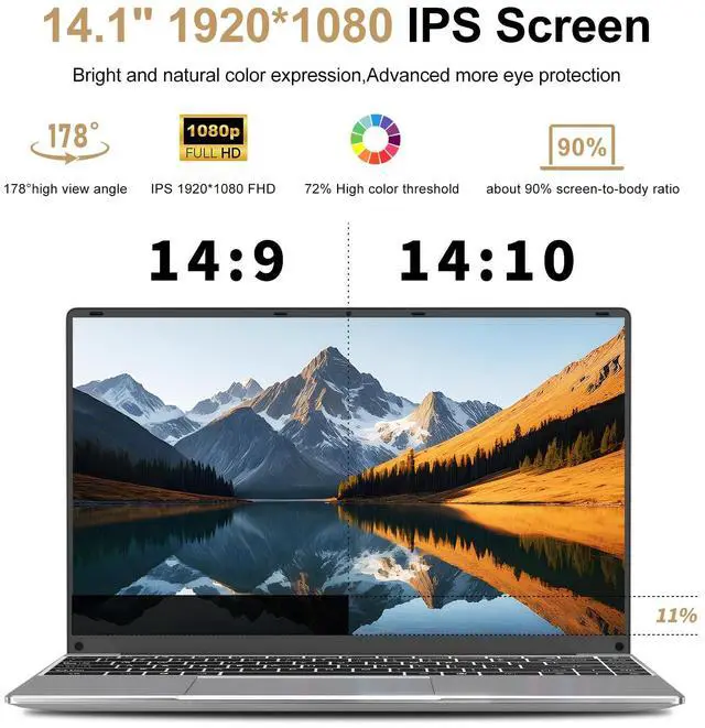 Alt view image 4 of 5 - MITUNTUN 14 Inch Gaming Laptop Computer, 2025 Win 11 Pro Lap Top 16GB DDR4 RAM 1TB SSD, Processor N5095(4C/4T,up to 2.9GHz), 1900 * 1080p FHD IPS Display, Office 365, WiFi5+BT4.2, Portatil