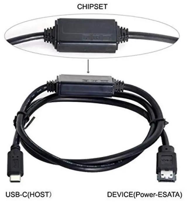 Alt view image 2 of 5 - cablecc USB-C Type-C to Power Over eSATA DC5V Adapter USB3.0 to HDD/SSD/ODD eSATAp Converter Cable
