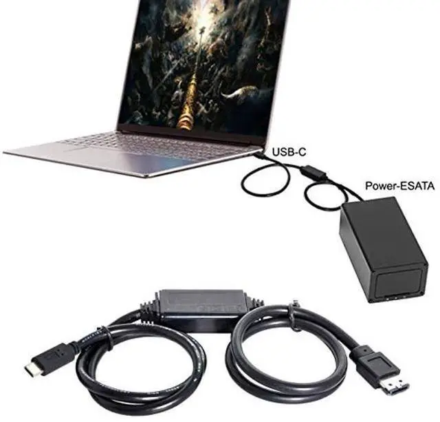Alt view image 5 of 5 - cablecc USB-C Type-C to Power Over eSATA DC5V Adapter USB3.0 to HDD/SSD/ODD eSATAp Converter Cable
