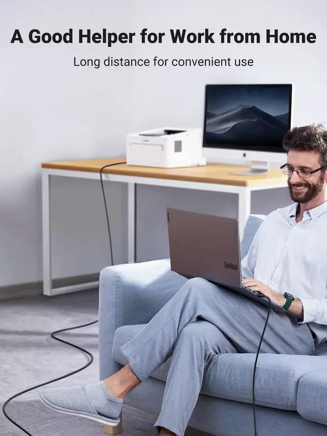 Alt view image 4 of 4 - UGREEN 10FT & 15FT USB 2.0 Printer Cable Bundle, Compatible with HP, Canon, Brother, Samsung, Dell, Epson, Lexmark, Xerox, Piano, DAC and More