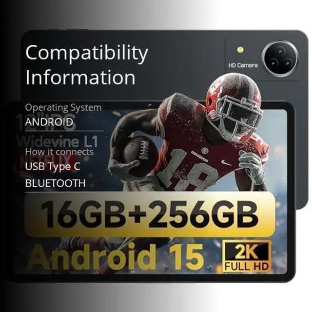 Alt view image 3 of 5 - Upgraded Tablet 12 inch Android 15 Tablet with 256GB ROM, Helio G99 Octa-Core Processor Android Tableta for Gaming, Large 2K FHD DisplayTablets, 21MP Dual Camera, 5G/2.4G WiFi, GPS, TF Expand Support