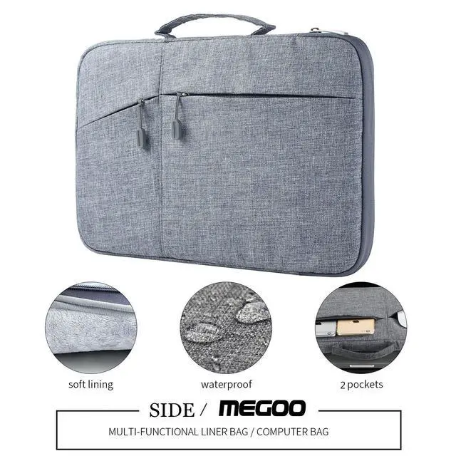 Alt view image 4 of 4 - Megoo 13inch Laptop Sleeve with Accessory Pouch for Surface Laptop 5/4/3/2/6 13.5", Laptop 7 13.8", Surface Book 13.5", Carry Case for 13"~14" Tablet Chromebook(Gray with Charger Case)