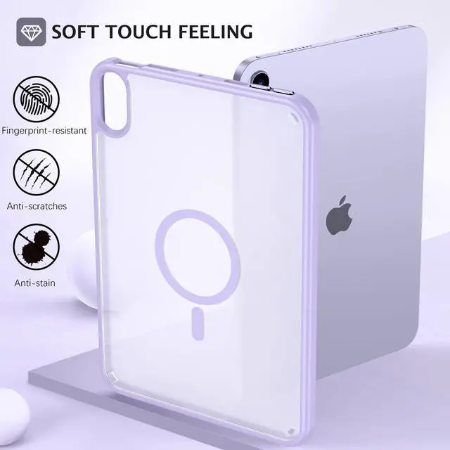 Alt view image 4 of 5 - Telaso for iPad mini 7 A17 Pro 2024/iPad Mini 6 2021 8.3 Inch iPad mini 7th/6th Gen Magnetic Case, Translucent Matte Back Soft TPU Bumper Military Grade Protective Case for iPad mini 7/Mini 6, Purple