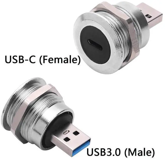 Alt view image 2 of 5 - ANMBEST 5PCS Panel Mount USB Adapter, USB C Female to USB3.0 Male Circular Connector, 5Gbps Data Transfer USB Pass Through Cable Coupler Extension Converter with Waterproof/Dust Cap