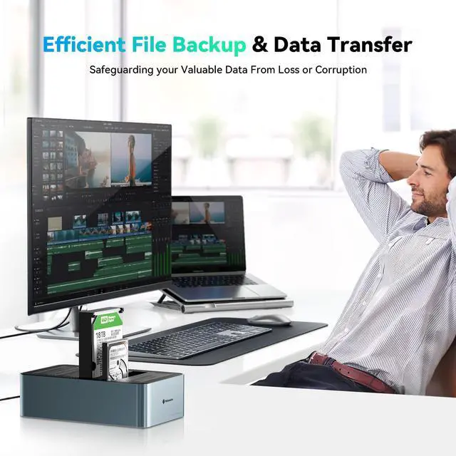 Alt view image 2 of 5 - Yottamaster 5 Bay Hard Drive Docking Station Aluminum for 2.5''/3.5'' SATA SSD/HDD, USB 3.2 Gen1 Hard Drive Cloner Duplicator, Supports UASP and Up to 90TB (5x18TB) for 1-to-4 Offline Cloning (KB500)