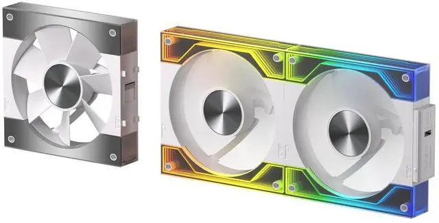 Main image of LTC CF-123D 120mm PC Case Fan, Daisy-Chain Connection, Reversible Airflow 2000RPM Max, Infinity Mirror ARGB Lighting, HDB Bearing PWM Computer Case Cooling Fan, Motherboard SYNC, 3 Pack, White