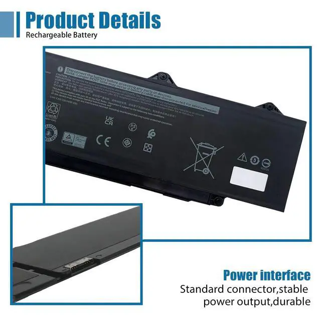Alt view image 3 of 5 - VANPIR DR02P Laptop Battery Replacement for Dell Latitude 5350 5440 5450 5540 5550 7455 3340 3440 3450 3540 3550 5340 Precision 3480 3490 3580 3590 Series RXF9T 02X1V9 WYJ45 2X1V9 803W6 11.4V 54Wh