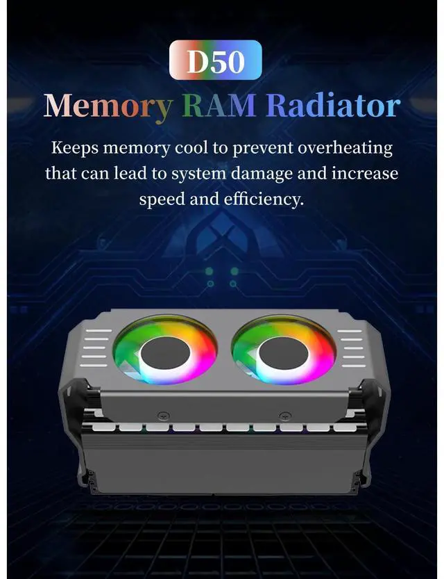 Alt view image 2 of 5 - Memory RAM Cooler ARGB Fans, RAM Cooler, ARGB RAM Radiator Computer Memory Module Heat Sink PWM Temperature Control Fan for DDR DDR2 DDR3 DDR4 DDR5 (White)