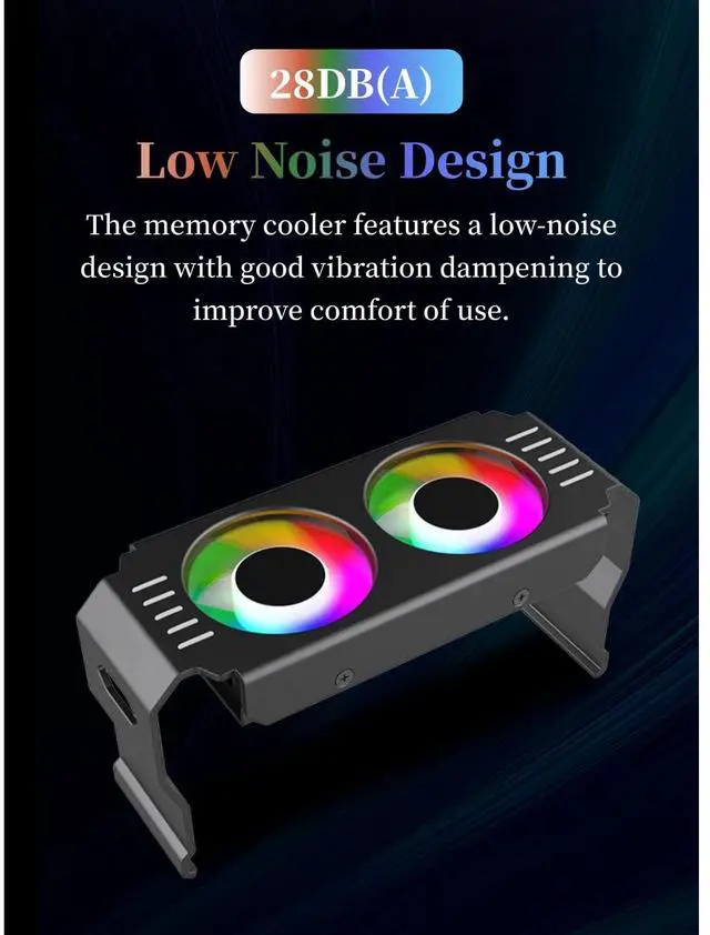 Alt view image 5 of 5 - Memory RAM Cooler ARGB Fans, RAM Cooler, ARGB RAM Radiator Computer Memory Module Heat Sink PWM Temperature Control Fan for DDR DDR2 DDR3 DDR4 DDR5 (White)