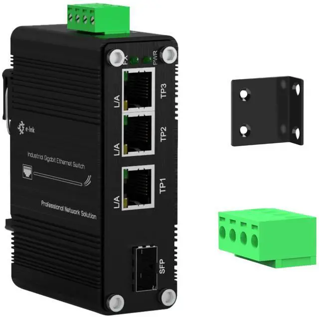 Main image of Mini Throncom 4 Ports Gigabit Industrial Fiber Ethernet Solar Switch Hardened 10/100/1000Mbps with 100/1000M Adaptive SFP Slot Din Rail/Wall Mount Solar Power/VoIP/RV Truck 12-48VDC LNK-IMC103G-SFP