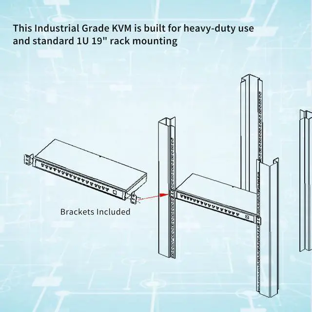 Alt view image 5 of 5 - 8 Port HDMI USB KVM Switch, Heavy-Duty 1U Metal Rack Mount, 1080p@60Hz, Auto Scan, Broadcast Mode, Button/Hotkey/Mouse Switching,Hot-Plug, w/USB HDMI KVM Cables, Compatible with Windows,Sun,Unix,Linux