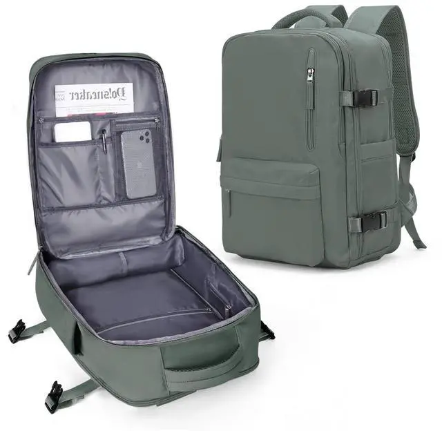 Main image of VECAVE Travel Backpack,Carry On Backpack for Women,Airline Flight Approved Waterproof 14 Inch Laptop Backpack with Shoe Compartment Casual Daypack Backpacks DarkGreen.