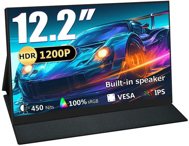 Main image of Portable Monitor 12,2 Zoll, 60 Hz 1200P 100% sRGB USB-C,Mini-HDMI,with VESA Tragbarer Ultra Slim Portable Laptop Monitor for Office Game