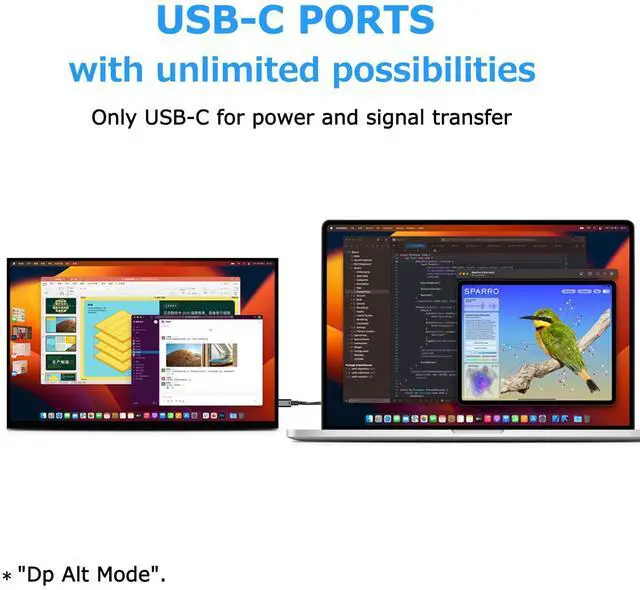 Alt view image 4 of 5 - Portable Monitor 12,2 Zoll, 60 Hz 1200P 100% sRGB USB-C,Mini-HDMI,with VESA Tragbarer Ultra Slim Portable Laptop Monitor for Office Game