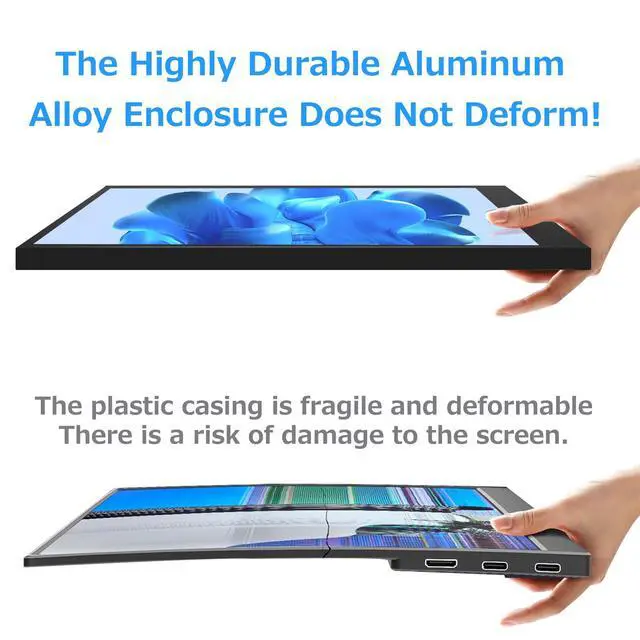 Alt view image 3 of 5 - Portable Monitor 12,2 Zoll, 60 Hz 1200P 100% sRGB USB-C,Mini-HDMI,with VESA Tragbarer Ultra Slim Portable Laptop Monitor for Office Game