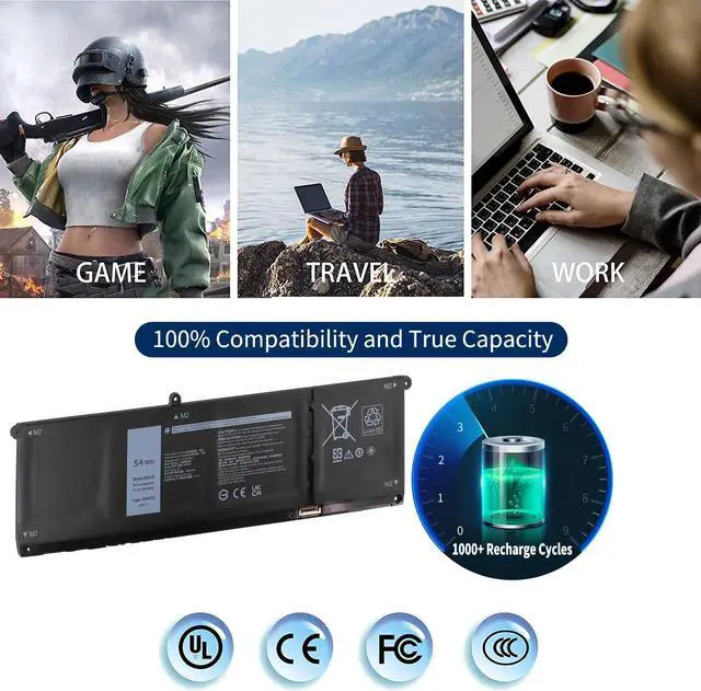 Alt view image 4 of 5 - Ttfacyis 54Wh V6W33 Battery Replacement for Dell Inspiron 15 3511 3520 3515 3510 5510 5515 5518 5310 5635 5625 5630 Latitude 3320 3330 3420 3520 Vostro 3515 3525 Series TN70C 15V