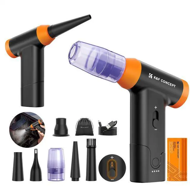 Main image of K&F CONCEPT Blower & Suction 2 in 1 Compressed Air Duster, with LED Light,150000RPM Electric Air Duster, 3 Gear Adjustable&Portable, Dust Blower for Computer, Keyboard, House, Outdoor and Car