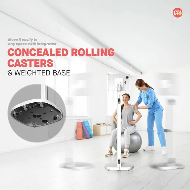 Alt view image 4 of 5 - CTA Digital Healthcare Grade Floor Stand with Quick Release Enclosure & Ergonomic Hospitality Features  Tilting, Mobile, & Secure Tablet Enclosure (PAD-MSADFSL)