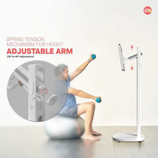 Alt view image 5 of 5 - CTA Digital Healthcare Grade Floor Stand with Quick Release Enclosure & Ergonomic Hospitality Features  Tilting, Mobile, & Secure Tablet Enclosure (PAD-MSADFSL)