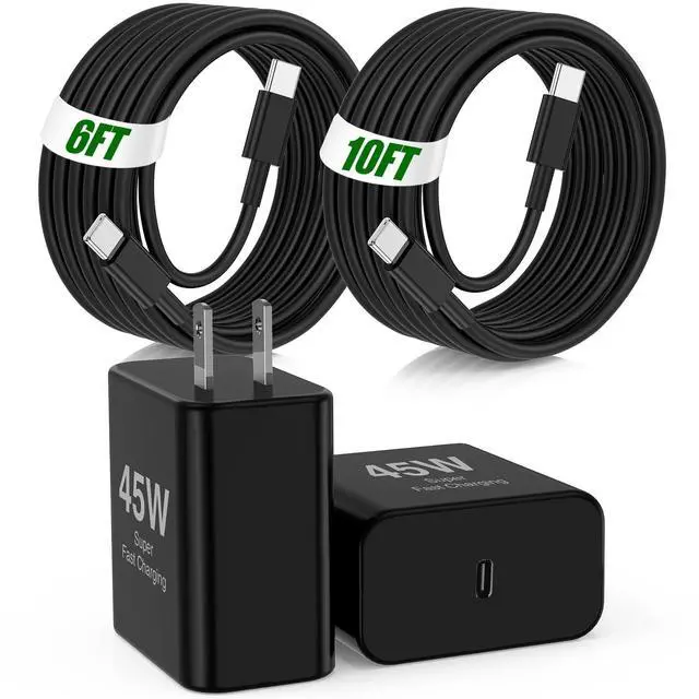 Main image of 45W USB C Fast Charger for iPad Pro 13(M4)/iPad Pro 12.9/11 in 2025-2018,iPad Air M3/M2/5th/4th,iPad 11th A16/10th/Mini 7,iPad Charger Fast Charging Charger Block with 10/6FT C to C Cable-Black