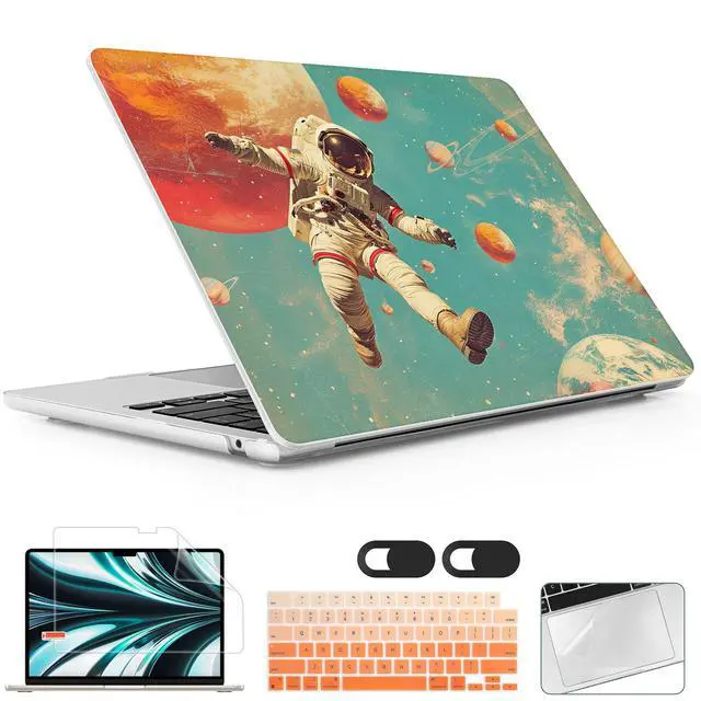 Alt view image 2 of 5 - Lepeoac for MacBook Air 15 inch Case 2023 2024 2025 Release A3241 M4 A3114 M3 A2941 M2 with Liquid Retina Display & Touch ID, Hard Shell with Screen Protector & Webcam Cover, Astronaut Floating