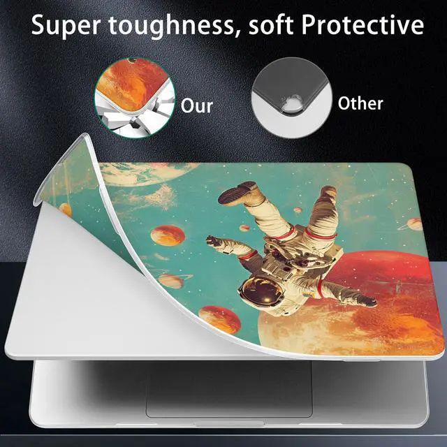 Alt view image 5 of 5 - Lepeoac for MacBook Air 15 inch Case 2023 2024 2025 Release A3241 M4 A3114 M3 A2941 M2 with Liquid Retina Display & Touch ID, Hard Shell with Screen Protector & Webcam Cover, Astronaut Floating