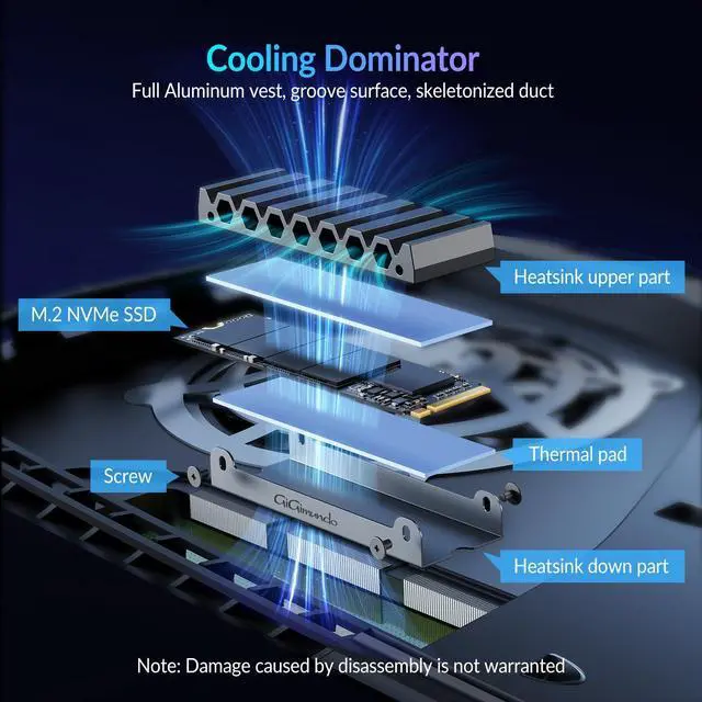 Alt view image 4 of 5 - GiGimundo GS5 1TB TLC PCIe Gen4x4 NVMe SSD for PS5 - Blast Through Load Times with 5000MB/s Speed with Heatsink, Up to 7450MB/s for Desktop PC