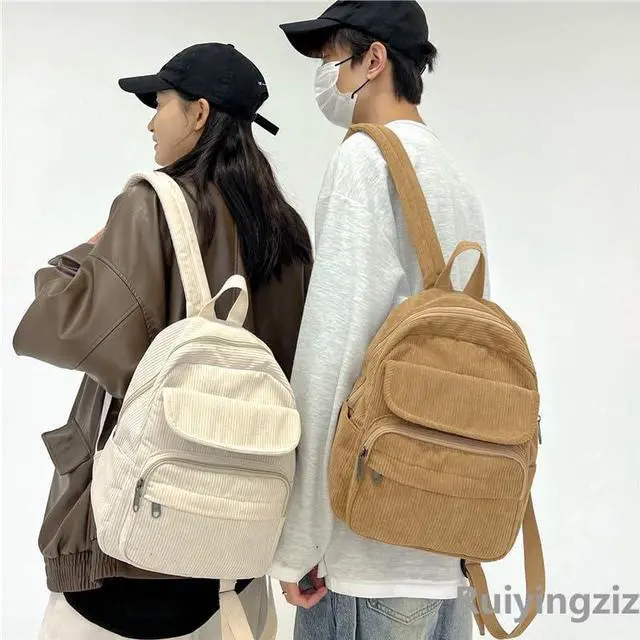 Alt view image 5 of 5 - Aufona Mini Backpack for Women Small Backpack Purse Aesthetic Backpack Tiny Corduroy Backpack Light Weight(Light Brown)