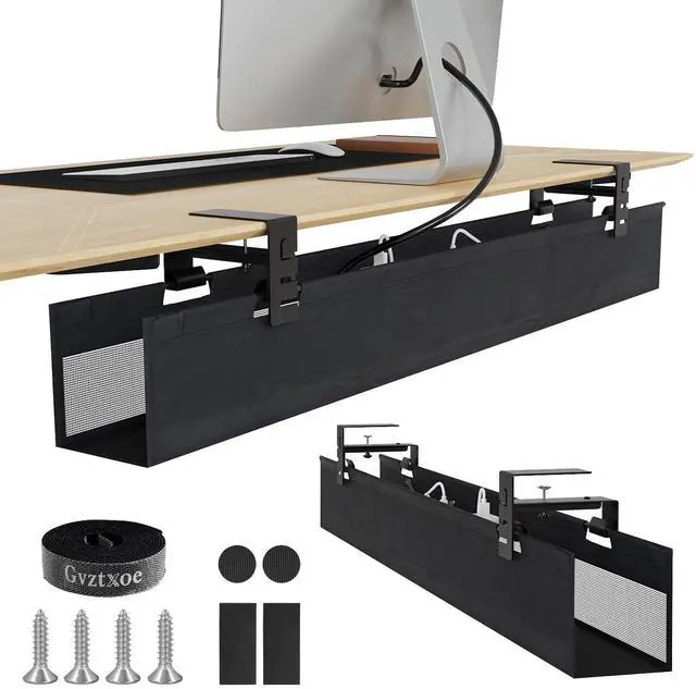 Main image of Under Desk Cable Management Tray, No Drill Standing Desk Wire Cable Management Tray, 40 Inch Cord Organizer for Office/Home/Game Rooms