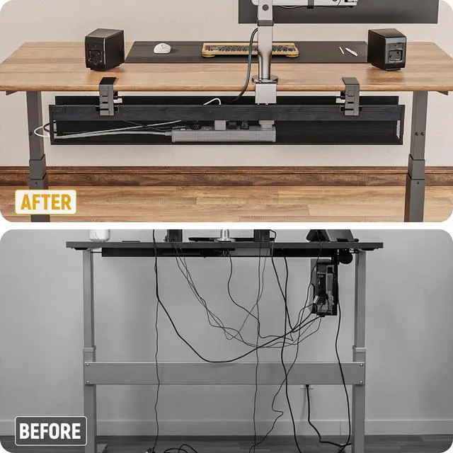 Alt view image 3 of 5 - Under Desk Cable Management Tray, No Drill Standing Desk Wire Cable Management Tray, 40 Inch Cord Organizer for Office/Home/Game Rooms